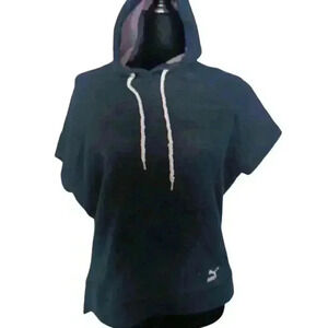 Puma Womens Black Short Sleeve Hooded Top M